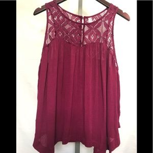 XHILARATION Tank Top, Burgundy, 1X, NWT